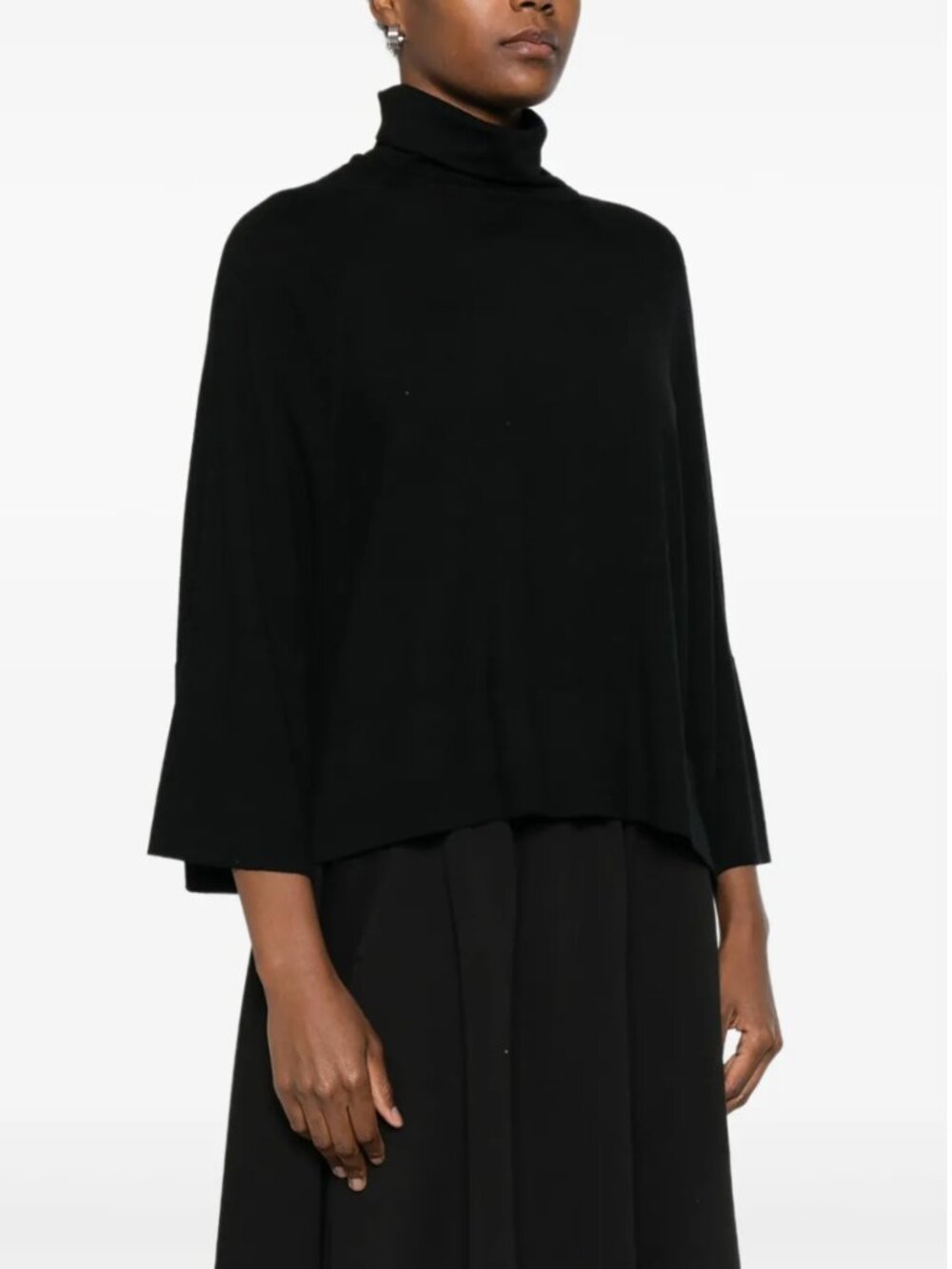 PSOPHIA roll-neck panelled sweater in Black L